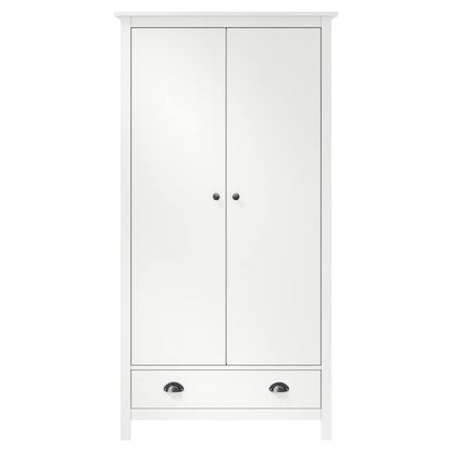 288948 vidaXL 2-Door Wardrobe "Hill" White 89x50x170 cm Solid Pine Wood