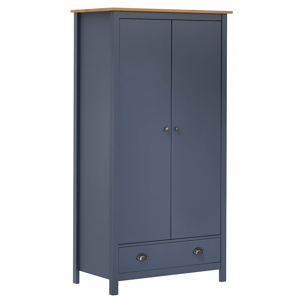 288949 vidaXL 2-Door Wardrobe "Hill" Grey 89x50x170 cm Solid Pine Wood