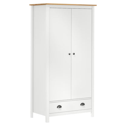 288950 vidaXL 2-Door Wardrobe "Hill" White 89x50x170 cm Solid Pine Wood