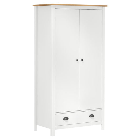 288950 vidaXL 2-Door Wardrobe "Hill" White 89x50x170 cm Solid Pine Wood