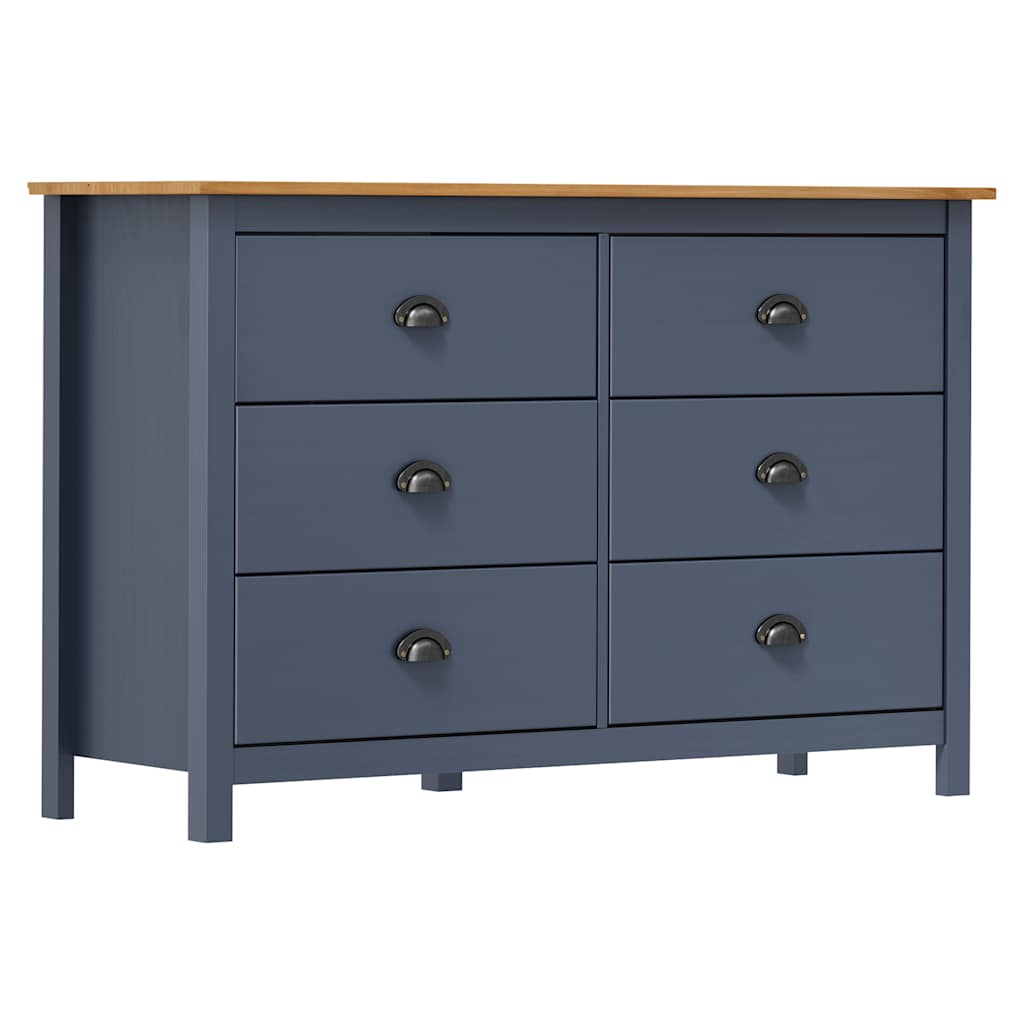 288985 vidaXL Sideboard "Hill" Grey 125x40x80 cm Solid Pine Wood