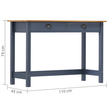 288993 vidaXL Console Table "Hill" with 2 Drawers Grey 110x45x74 cm Solid Pine Wood