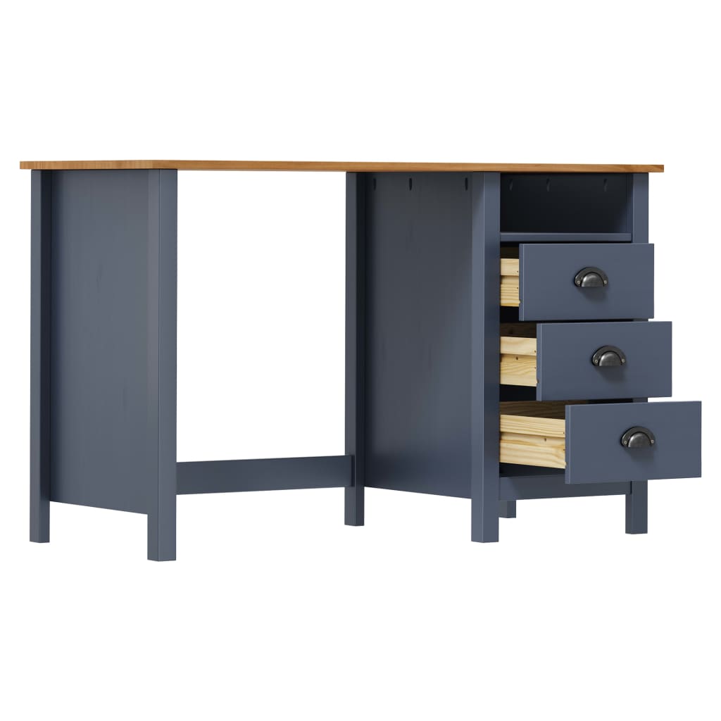Desk Hill with 3 Drawers Grey 120x50x74 cm Solid Pine Wood
