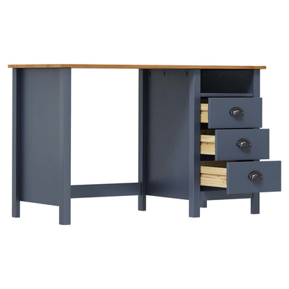 Desk Hill with 3 Drawers Grey 120x50x74 cm Solid Pine Wood