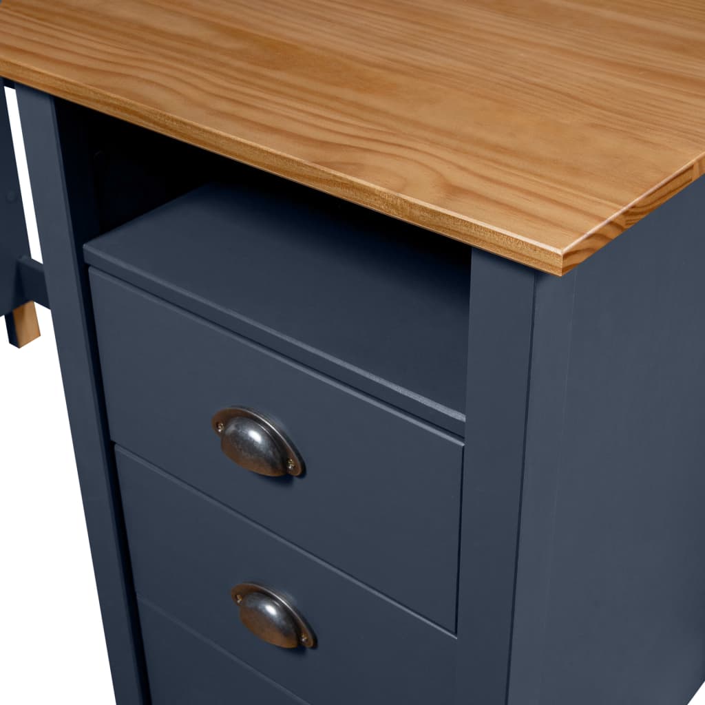 Desk Hill with 3 Drawers Grey 120x50x74 cm Solid Pine Wood
