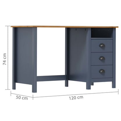 Desk Hill with 3 Drawers Grey 120x50x74 cm Solid Pine Wood