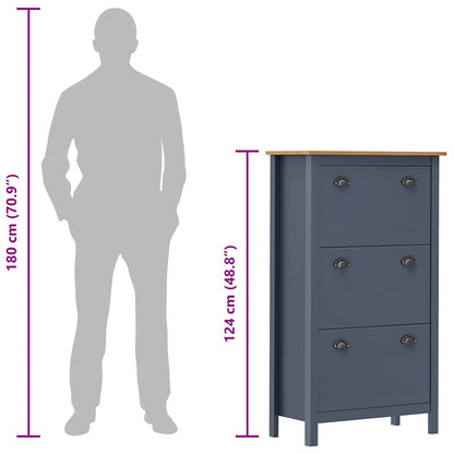 Shoe Cabinet Hill Grey 72x35x124 cm Solid Pine Wood