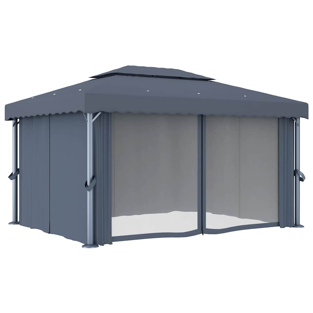 Gazebo with Curtain 4x3 m Anthracite Aluminium