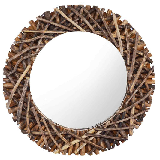 Wall Mirror 60 cm Teak Round
