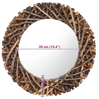 Wall Mirror 60 cm Teak Round