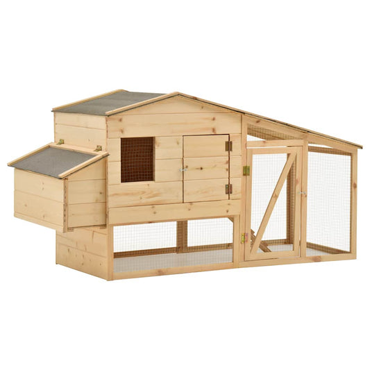 Chicken Coop | Natural Wood | Solid Pine Wood | 178x67x92 cm | Durable