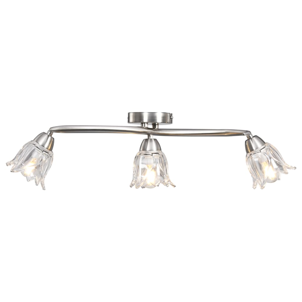 Ceiling Lamp with Transparent Glass Shades for 3 E14 Bulbs Tulip