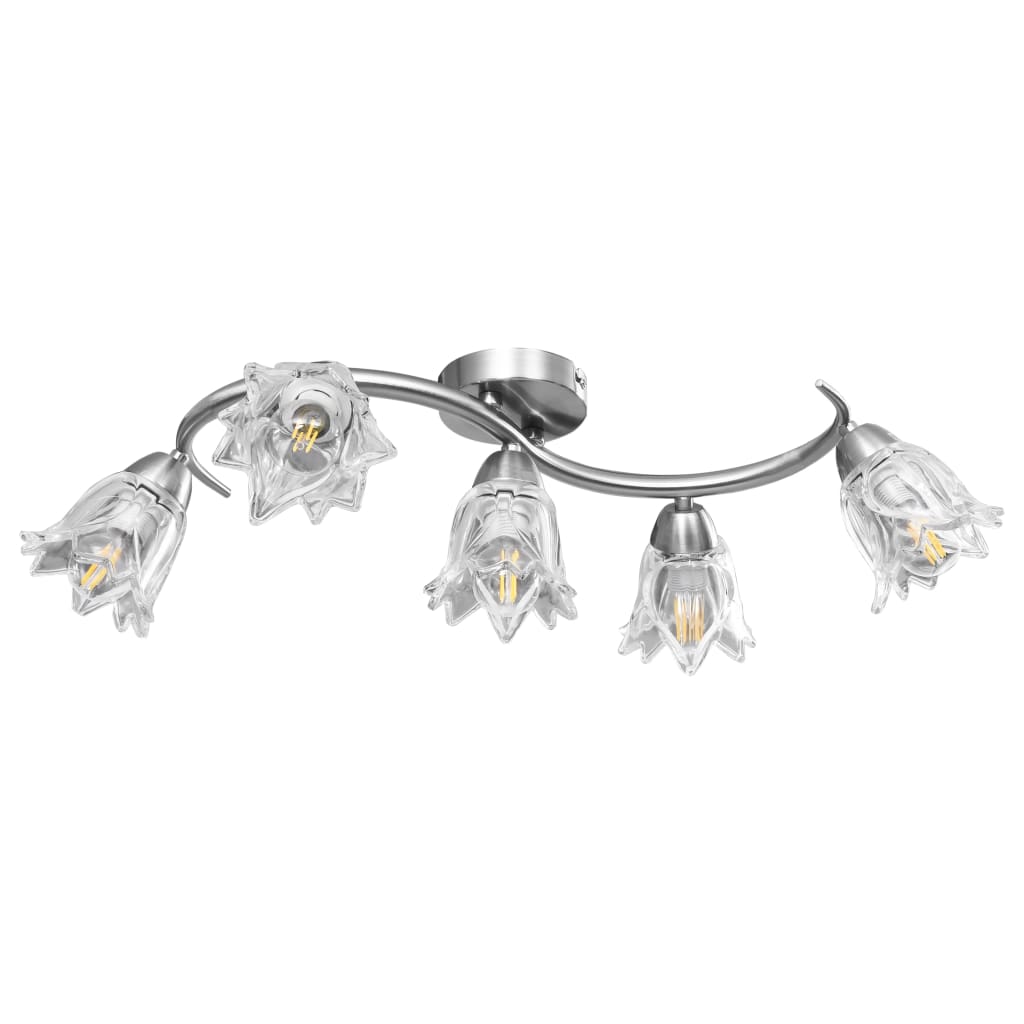 Ceiling Lamp with Transparent Glass Shades for 5 E14 Bulbs Tulip showcased in a bright living room setting.