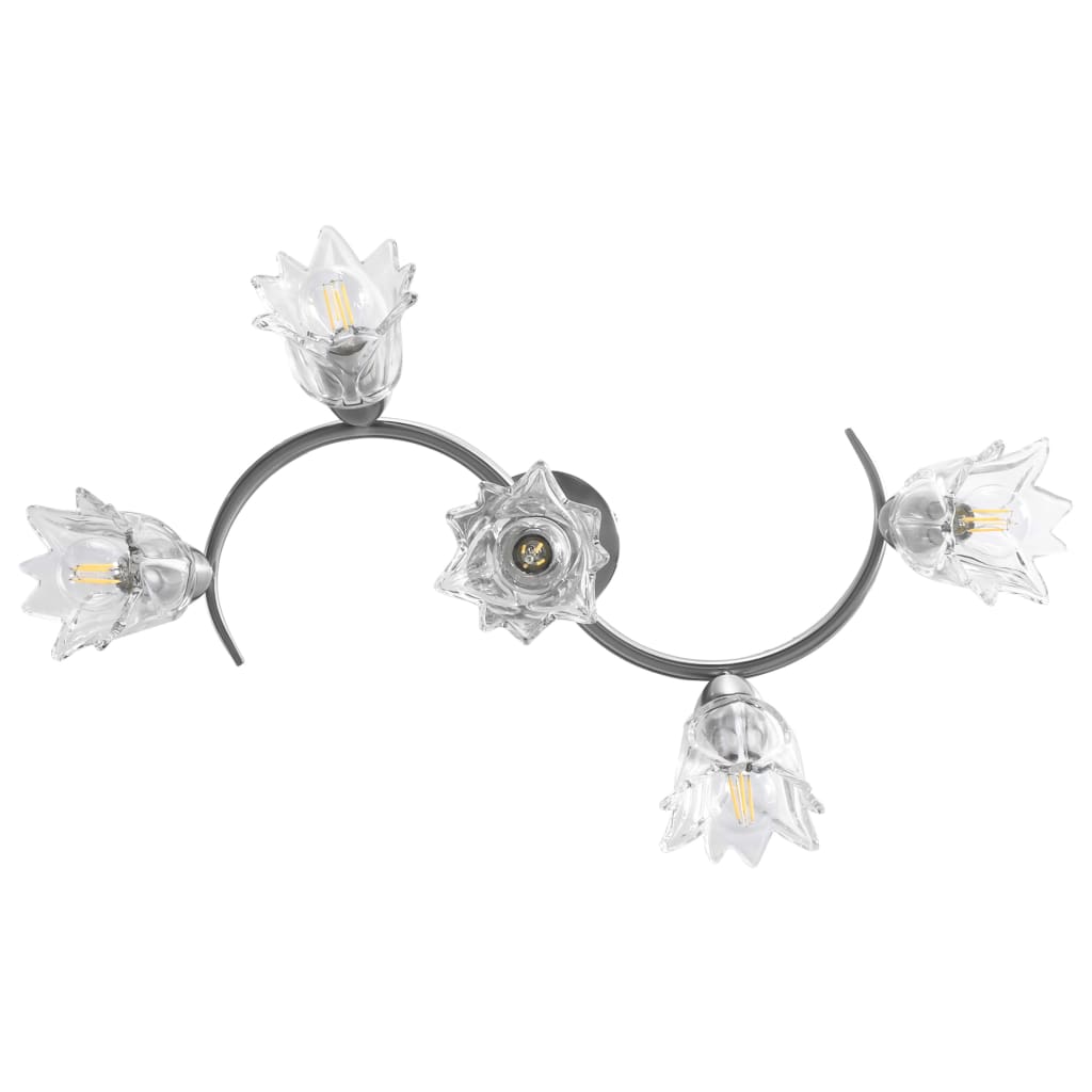 Ceiling Lamp with Transparent Glass Shades for 5 E14 Bulbs Tulip displayed in an elegant bedroom decor.