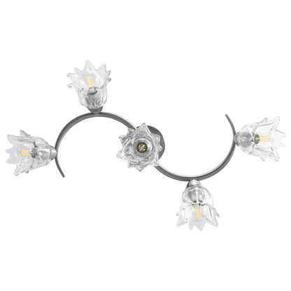 Ceiling Lamp with Transparent Glass Shades for 5 E14 Bulbs Tulip displayed in an elegant bedroom decor.
