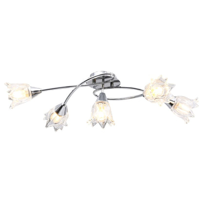 Ceiling Lamp with Transparent Glass Shades for 5 E14 Bulbs Tulip installed in a modern living room setting.