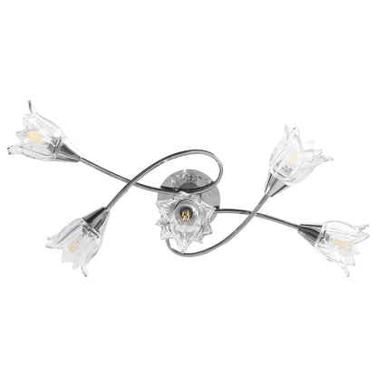 Bright and contemporary Ceiling Lamp with Transparent Glass Shades for 5 E14 Bulbs Tulip illuminating a cozy bedroom.