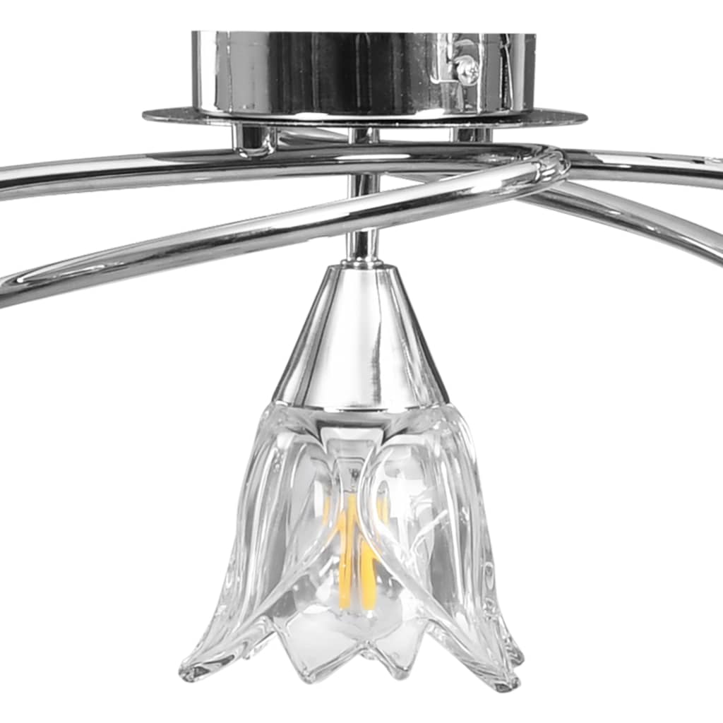 Flat lay of the Ceiling Lamp with Transparent Glass Shades for 5 E14 Bulbs Tulip highlighting its assembly components.