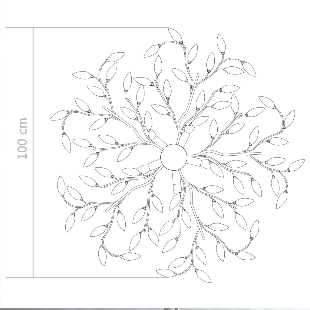 Ceiling Lamp with Acrylic Crystal Leaf Arms for 5 E14 Bulbs White