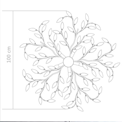 Ceiling Lamp with Acrylic Crystal Leaf Arms for 5 E14 Bulbs White