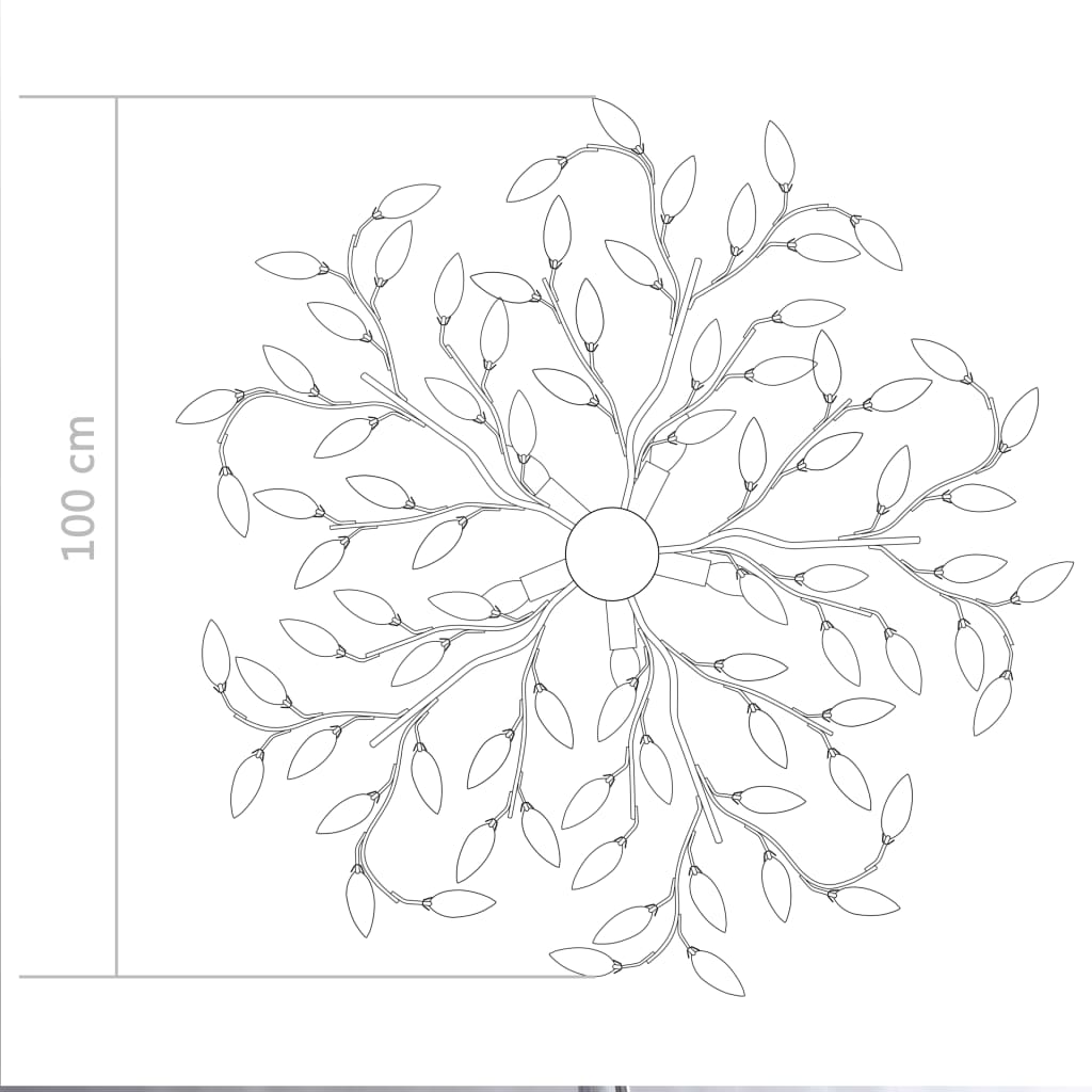 Ceiling Lamp with Acrylic Crystal Leaf Arms for 5 E14 Bulbs Purple mounted on a ceiling, highlighting its contemporary aesthetic.