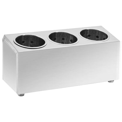 Cutlery Holder 3 Grids Rectangular Stainless Steel