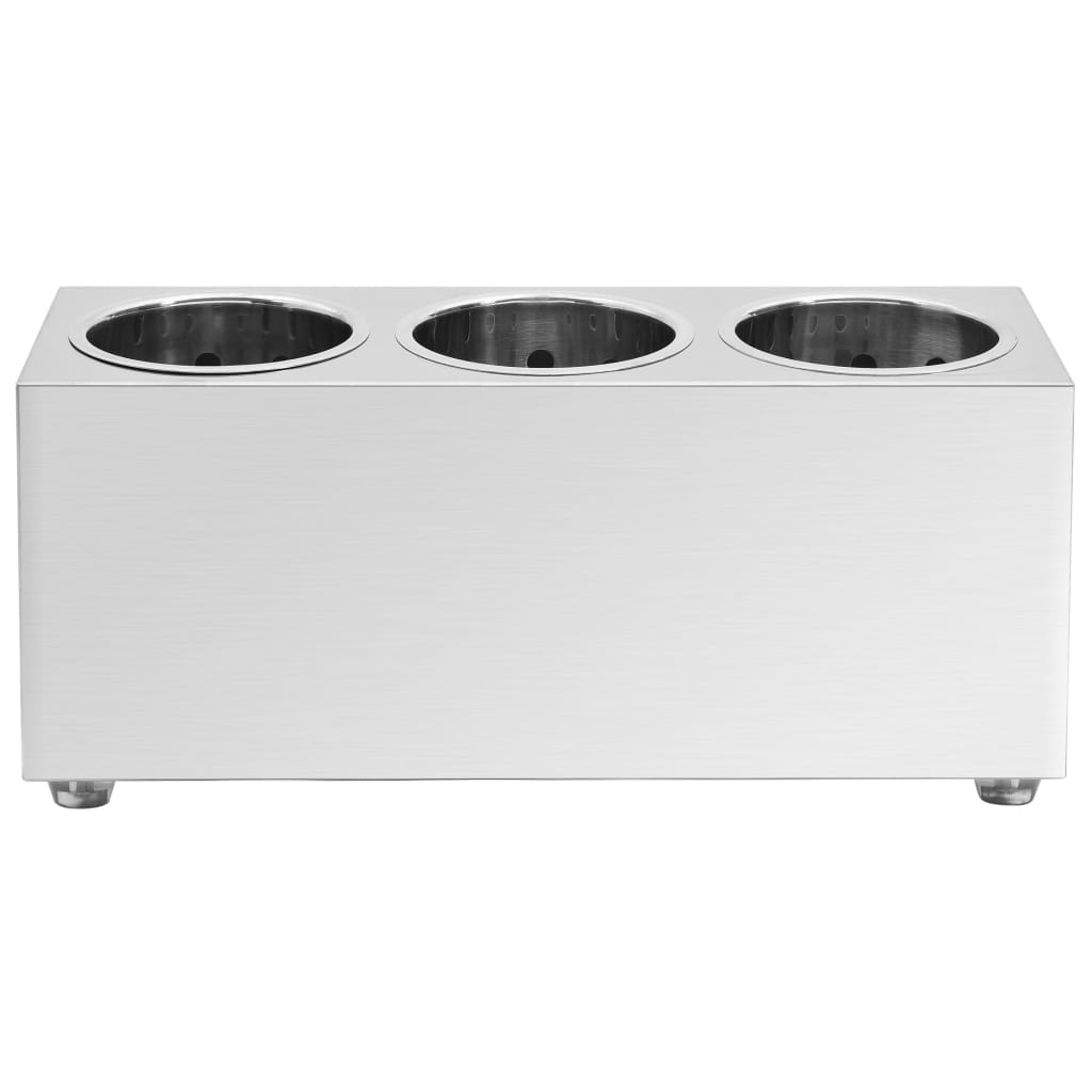 Cutlery Holder 3 Grids Rectangular Stainless Steel