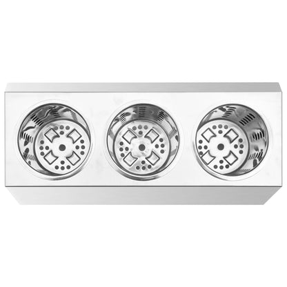 Cutlery Holder 3 Grids Rectangular Stainless Steel