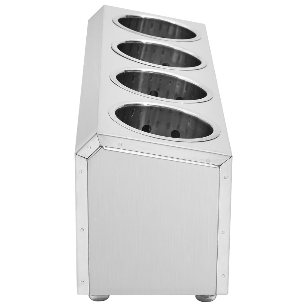 Cutlery Holder 4 Grids Rectangular Stainless Steel