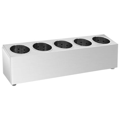 Cutlery Holder 5 Grids Rectangular Stainless Steel