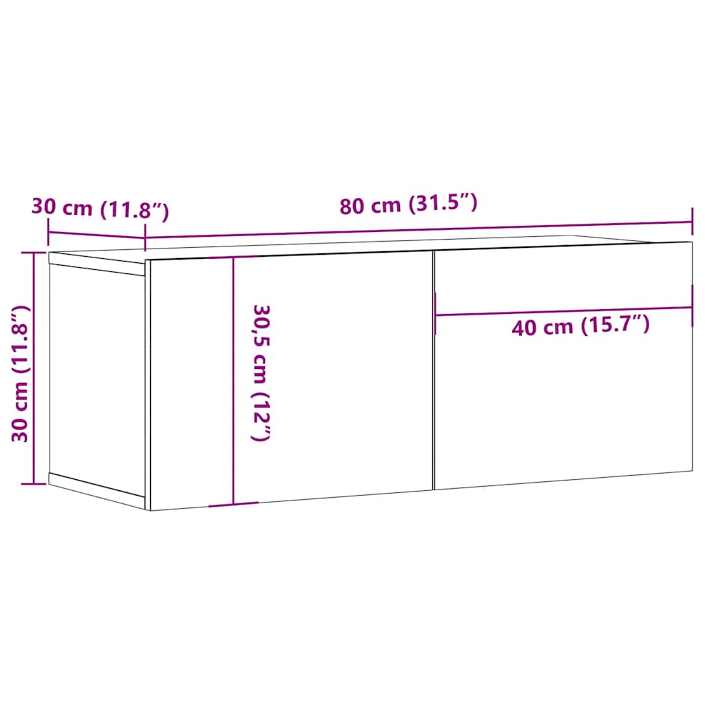 TV Cabinet White 80x30x30 cm Engineered Wood