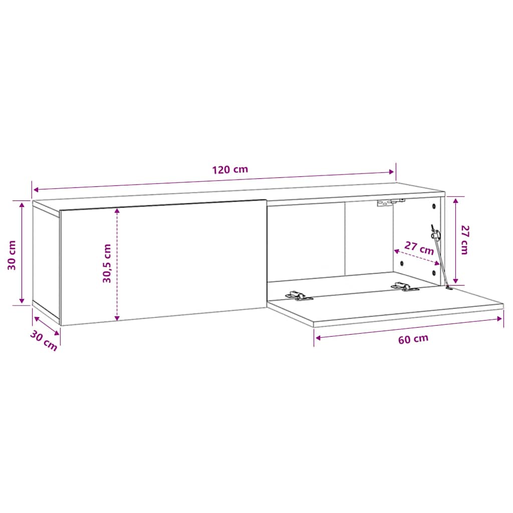801491 vidaXL TV Cabinet Black 120x30x30 cm Engineered Wood