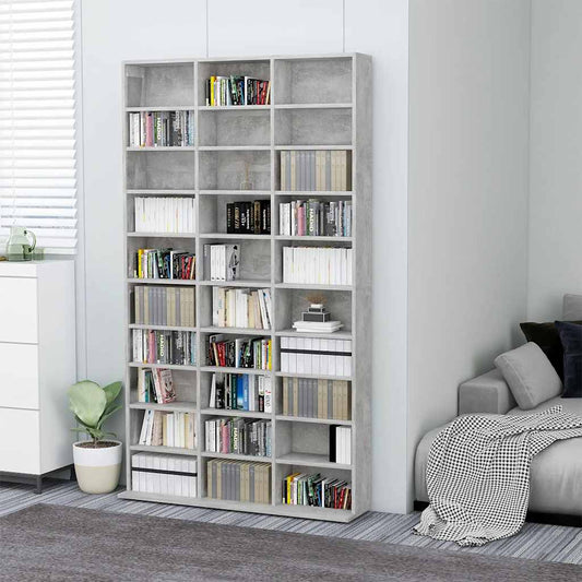 801782 vidaXL CD Cabinet Concrete Grey 102x23x177,5 cm Engineered Wood