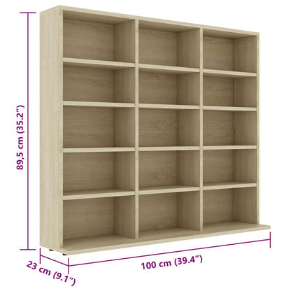 801790 vidaXL CD Cabinet Sonoma Oak 100x23x89,5 cm Engineered Wood