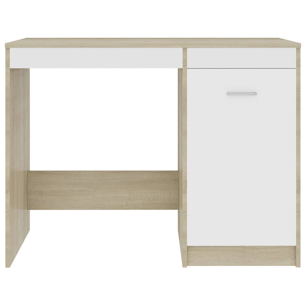801801 vidaXL Desk White and Sonoma Oak 100x50x76 cm Engineered Wood