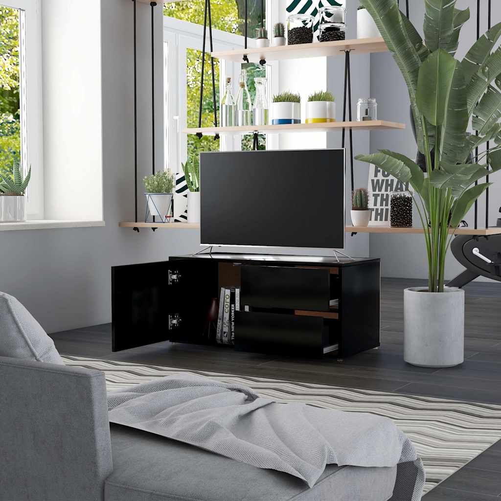 801851 vidaXL TV Cabinet Black 80x34x36 cm Engineered Wood