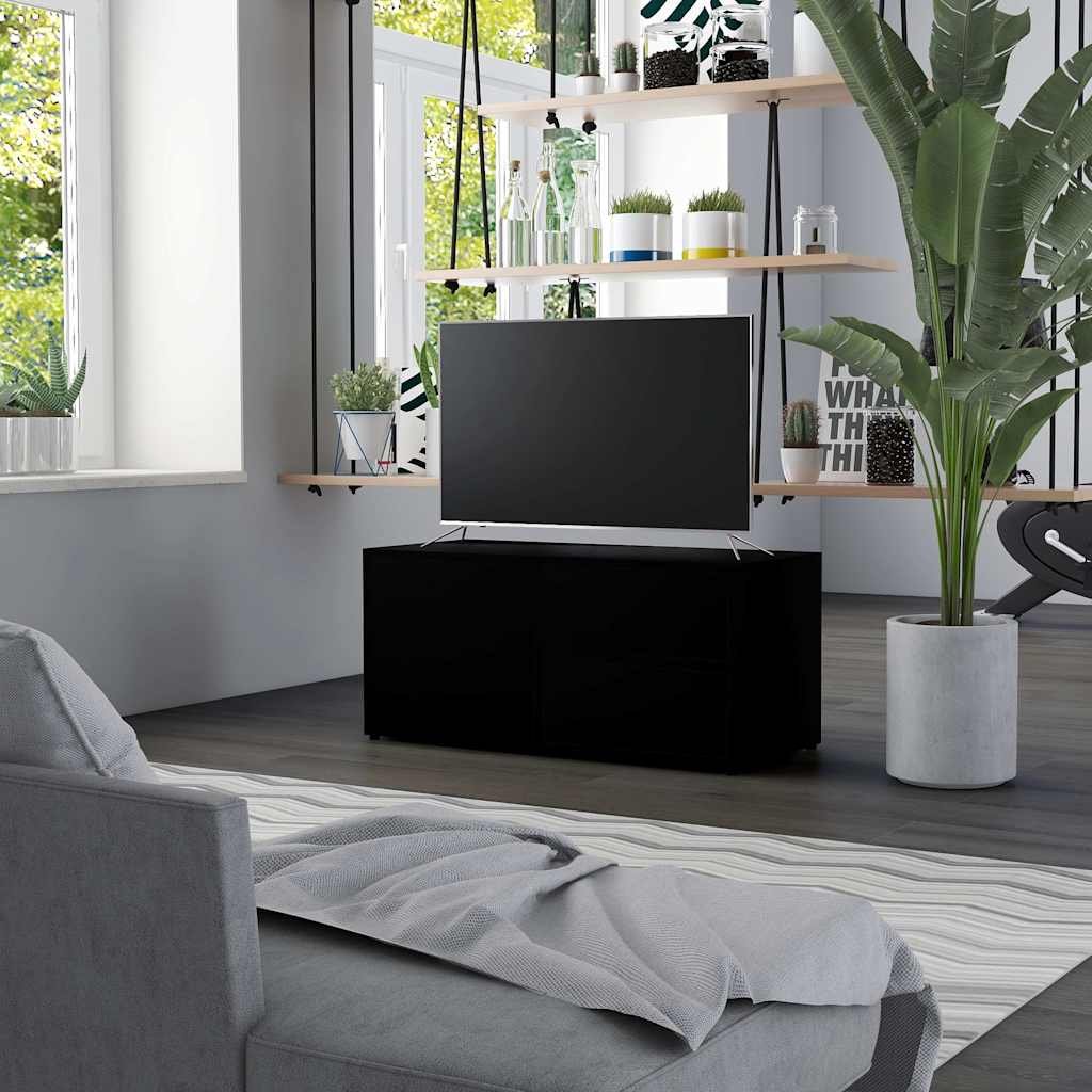 801851 vidaXL TV Cabinet Black 80x34x36 cm Engineered Wood