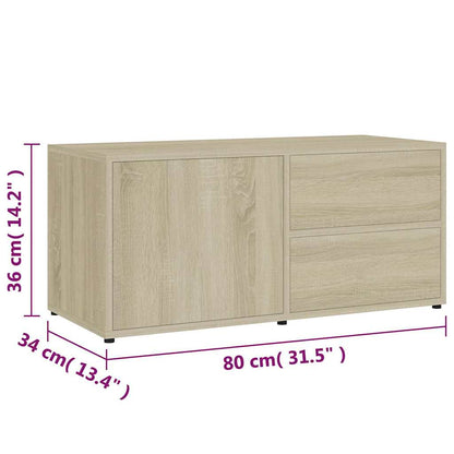 801853 vidaXL TV Cabinet Sonoma Oak 80x34x36 cm Engineered Wood