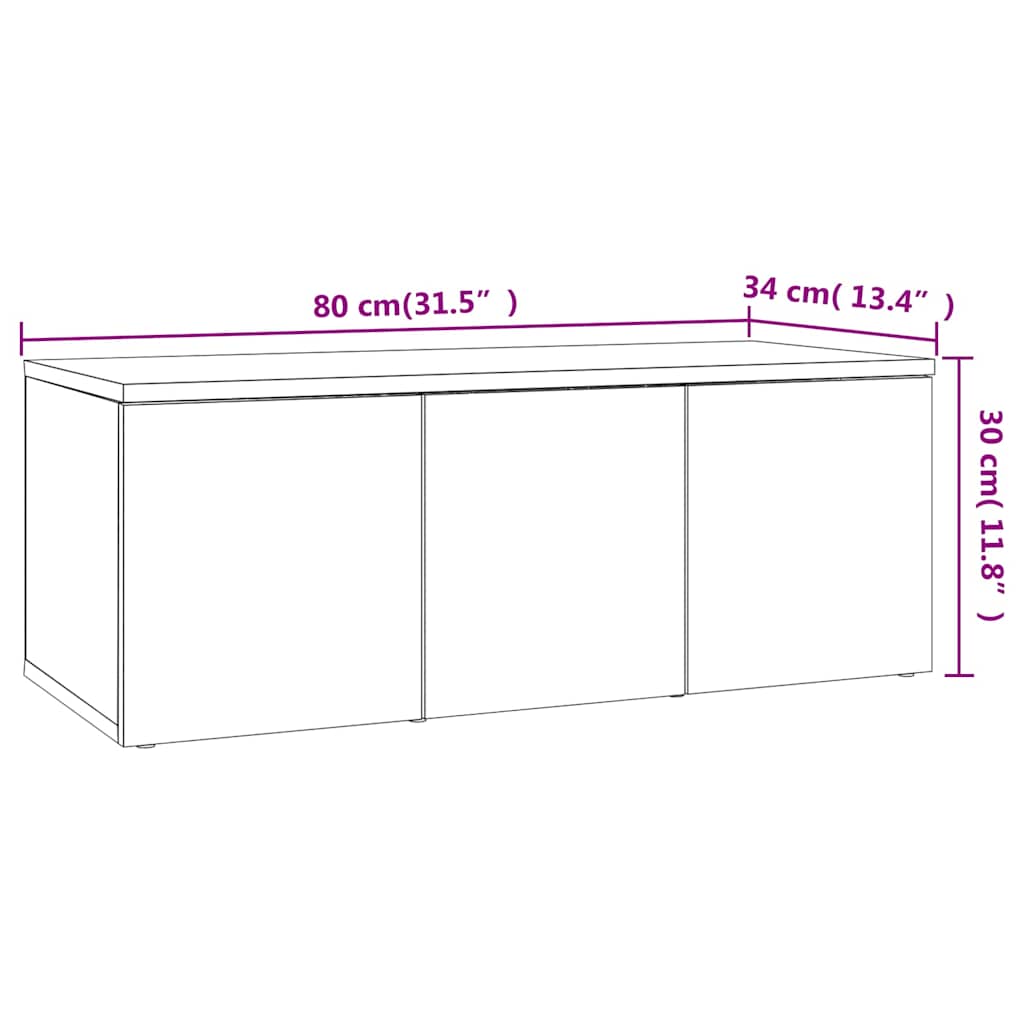 801863 vidaXL TV Cabinet Concrete Grey 80x34x30 cm Engineered Wood