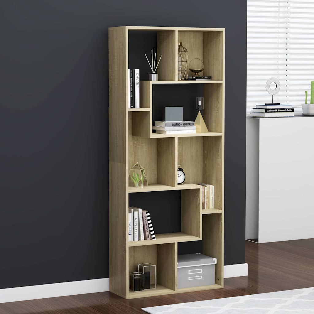 801880 vidaXL Book Cabinet Sonoma Oak 67x24x161 cm Engineered Wood