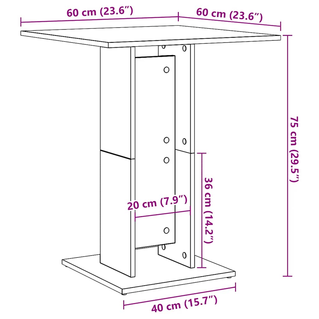 Bistro Table Concrete Grey 60x60x75 cm Engineered Wood