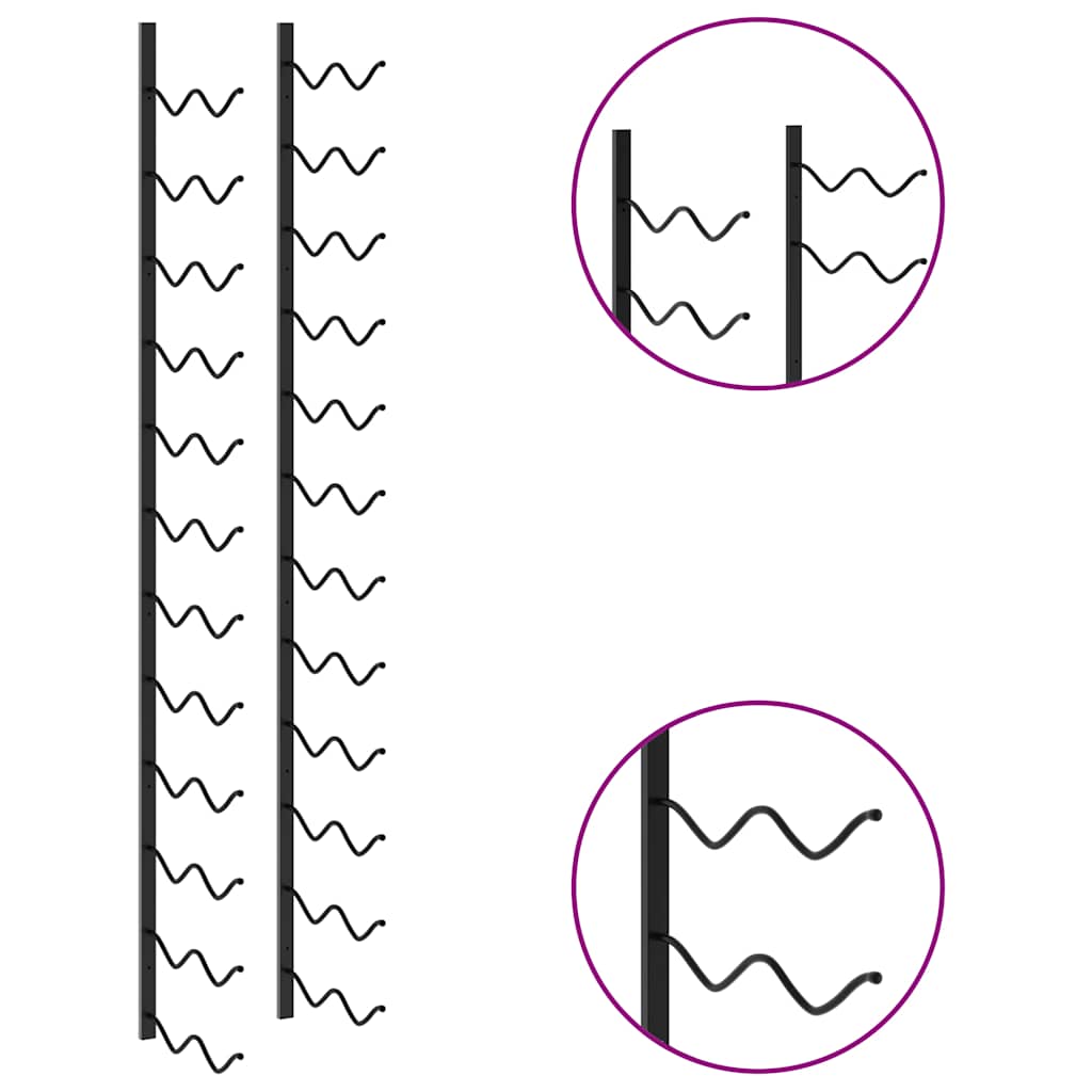 Wall-mounted Wine Rack for 24 Bottles Black Iron