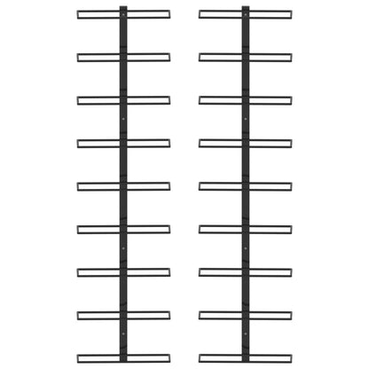 Wall-mounted Wine Racks for 18 Bottles 2 pcs Black Iron