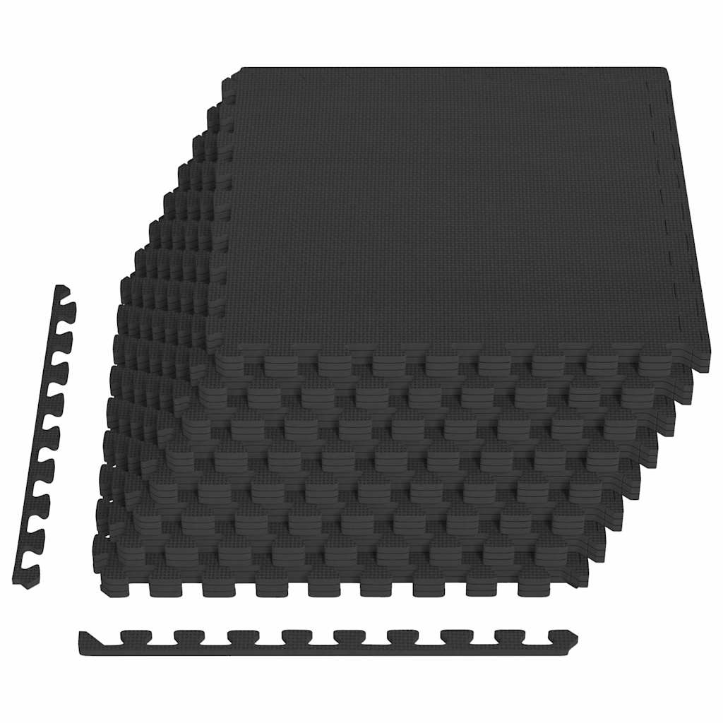 Floor Mats 12 pcs 4.32 ㎡ EVA Foam Black