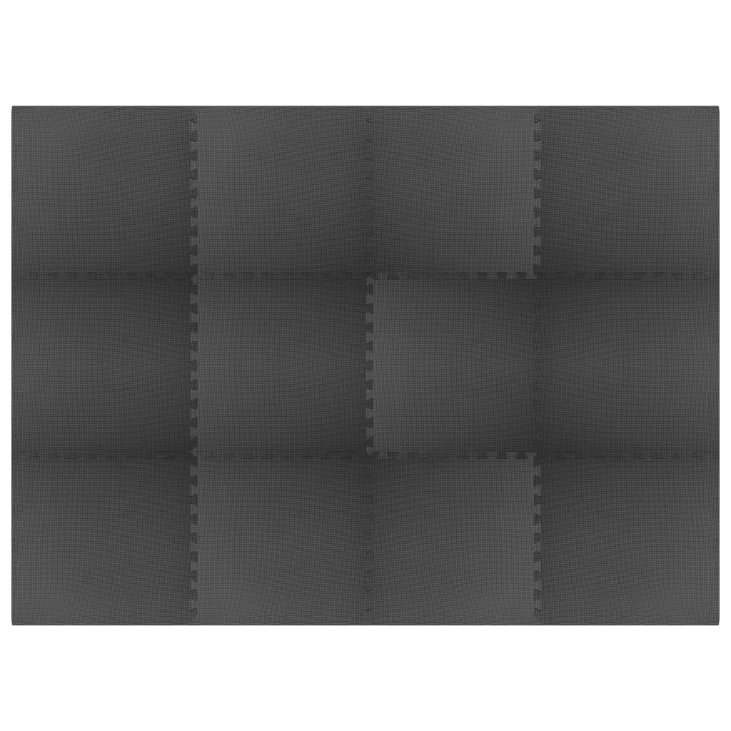 Floor Mats 12 pcs 4.32 ㎡ EVA Foam Black
