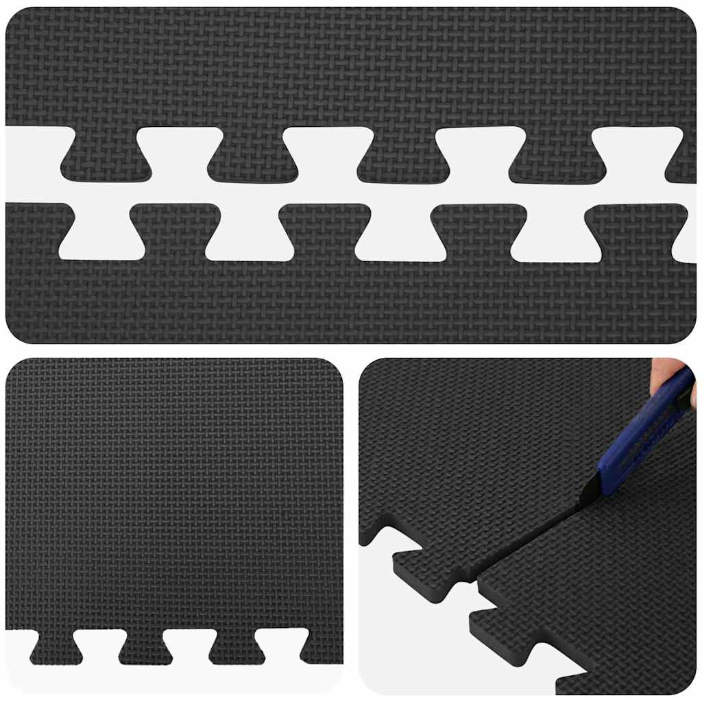 Floor Mats 12 pcs 4.32 ㎡ EVA Foam Black