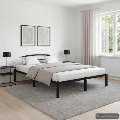 Bed Frame without Mattress Black Metal 140x200 cm