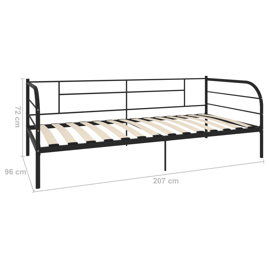 Day Bed Frame | Black | Metal, plywood, plastic | Single