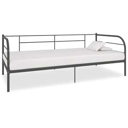 DayBed Frame without Mattress Grey Metal 90x200 cm