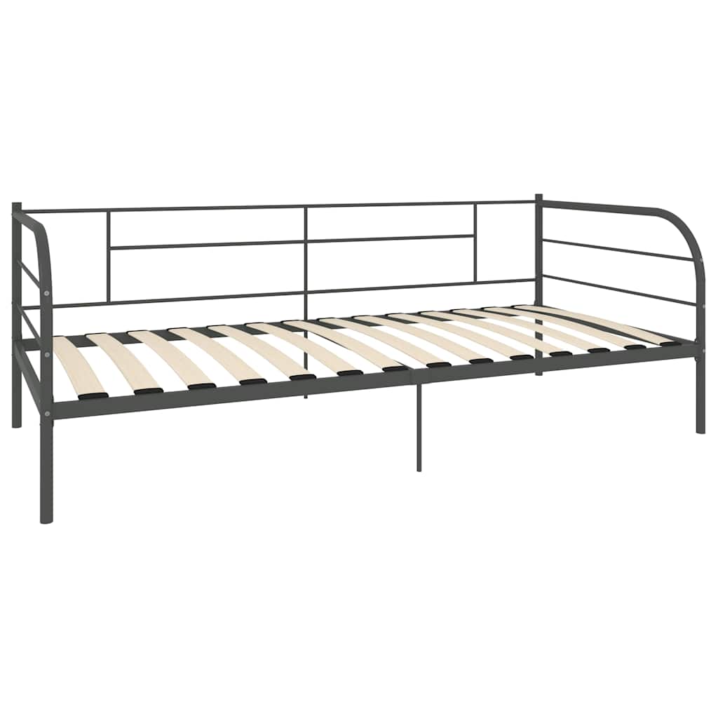 DayBed Frame without Mattress Grey Metal 90x200 cm